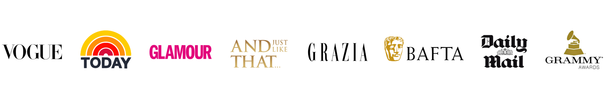 Featured in Vogue, Today, Glamour, And Just Like That, Grazia, BAFTA, Daily Mail, Grammy Awards